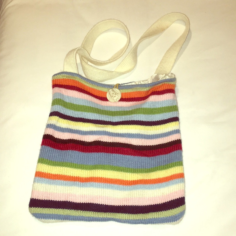 Multi stripe knit cross body bag